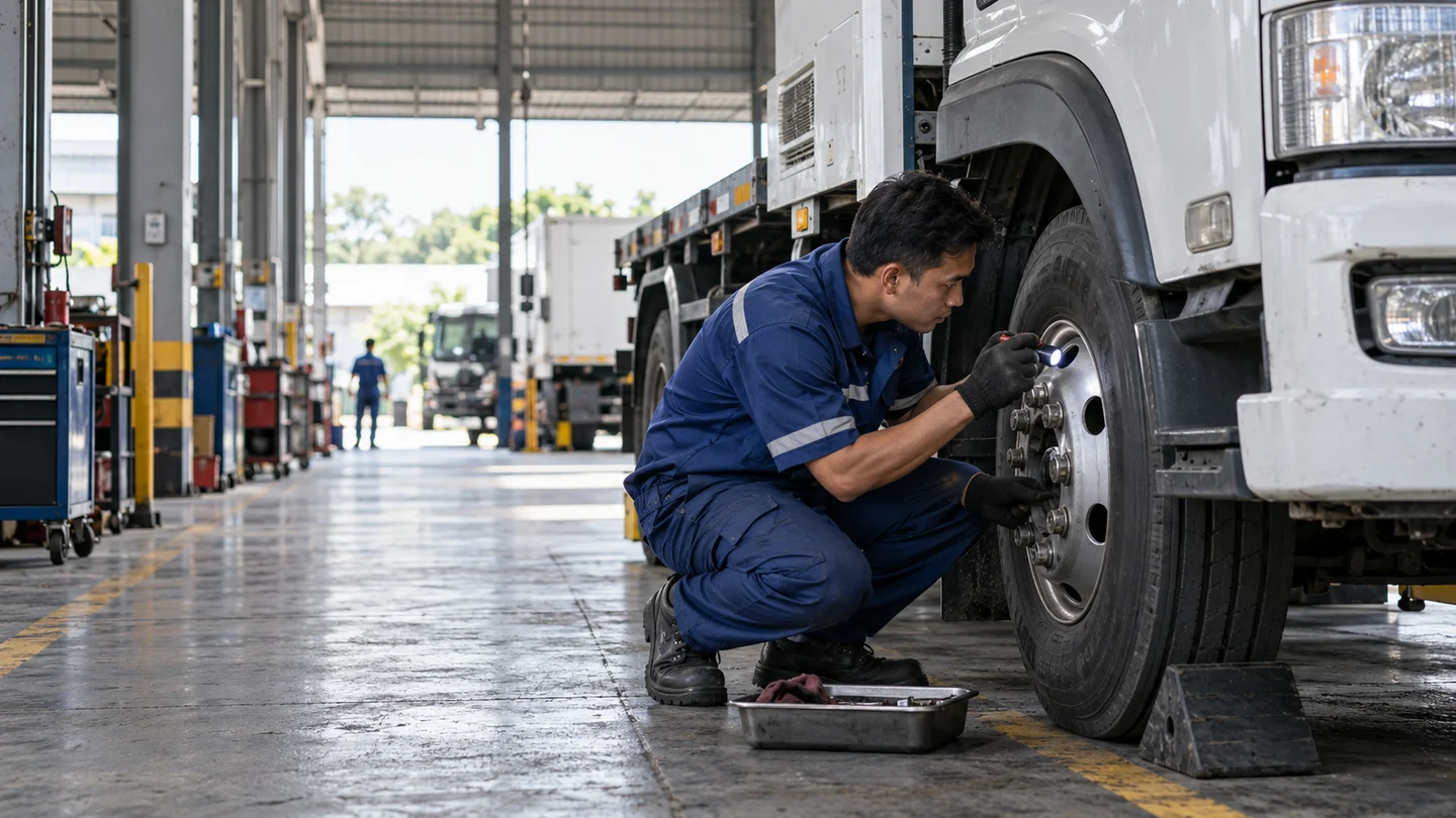 Inspection commercial vehicle support